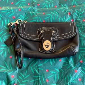 Coach Black Leather Wristlet
